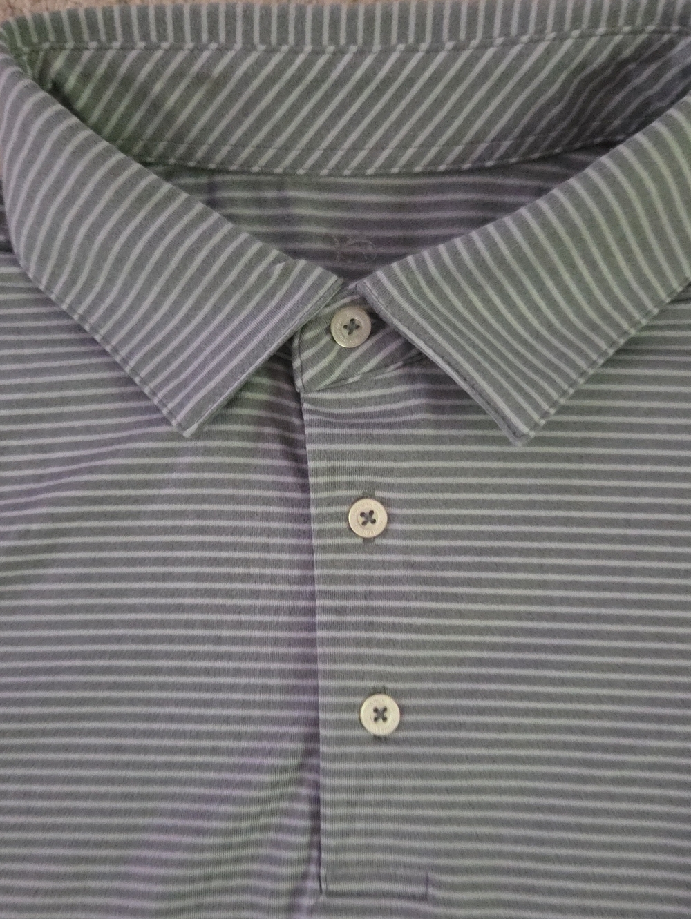 Southern Tide Striped Long Sleeve Golf Polo Shirt - Gray/White, XL